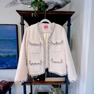 Kate Spade Textured Tweed Blazer Fringe